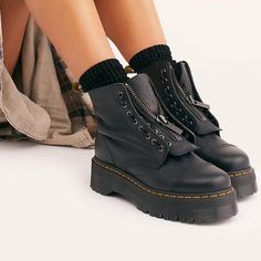 Dr. Martens Black Sinclair Milled Nappa Leather Platform Boots Doc Martens Sinclair, Platform Doc Martens, Leather Platform Boots, Shoes Dr Martens, Dr Martens Womens, Doc Martens Boots, Dr Martens Black, Favorite Boots, Cute Boots