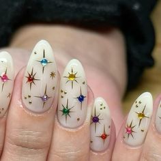 Nail Inspo Board, Chappell Roan Inspired Nails, Funky Bridal Nails, Practical Magic Nails, Jewel Tone Nail Designs, Mixed Metal Nails, Noah Kahan Nails, Decoden Nails, Glimmer Nails