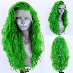 Length : 24inch Density : 180% Density Wig Loose Body Wave Wig Long Wavy Lace Front Wigs Fluorescent Green Net Weight:About 400gram Can Be Heated Up To 160 Degrees Centigrade (320 Degrees Fahrenheit Cap : Medium Cap Size Stock , Circumference 22-22.5 Inch Adjustable Straps And 3 Combs Loose Body Wave Heat Fiber Hair Long Wavy Lace Front Wigs For Women Half Hand Tied Synthetic Hair Wig Cosplay Daily Use Wavy Lace Front Wigs, Loose Body Wave, Wig Care, Women Wigs, Green Wig, Women Cosplay, Long Curly Wig, Bob Lace Front Wigs, Cosplay Hair