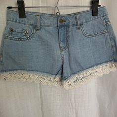 Light-Wash Low-Rise Jean Shorts From Forever 21 With Lace Detailing On The Bottom. So Cute For Summer. Never Worn, Perfect Condition. Size 24 Not A Sizing Option So I Listed As S. Forever 21 Cotton Jean Shorts, Forever 21 Light Wash Summer Shorts, Forever 21 Cutoff Cotton Shorts, Forever 21 Cotton Shorts For Spring, Forever 21 Light Wash Summer Bottoms, Forever 21 Light Wash Jean Shorts For Summer, Forever 21 Spring Cutoff Shorts, Forever 21 Cutoff Jean Shorts For Spring, Forever 21 Light Wash Cotton Bottoms