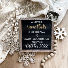 a little snowflake is on the way baby announcement