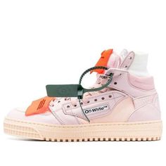 (WMNS) Off-White Off-Court 3.0 High-Top Sneakers 'Pink Beige' OWIA112F22LEA0013030 Lace Flats, White C, High Sneakers, Brown Sneakers, Orange Leather, Puma Fierce Sneaker, Footwear Design Women, Pink Beige, Saucony Sneaker