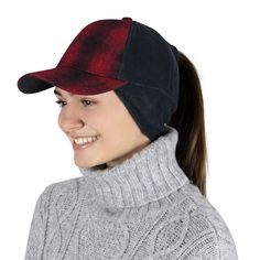 PRICES MAY VARY. PONYTAIL HAT - our new winter hat for women features a high ponytail opening that allows you to comfortably wear your hair up when you choose. WINTER TRUCKER- our women’s ponytail hat features a stylish wool blend plaid on the front panel of the trucker cap. VERSATILE - perfect for changeable winter weather, our plaid ponytail hat features a drop down fleece. Wear the fleece down when your ears and neck need protection from the cold and wind; as you warm up fold the fleece up. I