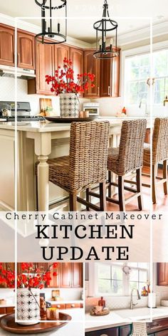 the kitchen is clean and ready to be used as a dining room or living room