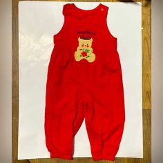 Size 24m Vintage Nwt Red Jumpsuit With Teddy Bear. Button Leg Closure Red Cotton Jumpsuit For Playtime, Cute Red Cotton Jumpsuit/romper, Cute Red Cotton Jumpsuit And Rompers, Cute Red Cotton Onesie, Red Cotton Onesie For Playwear, Vintage Oshkosh, Toddler Overalls, Denim Overalls Shorts, Red Plaid Shirt