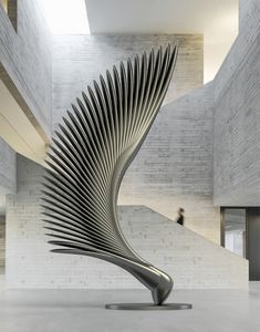 an artistic sculpture in the middle of a building