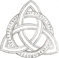 an image of a celtic knot in the shape of a triangle with letters on it