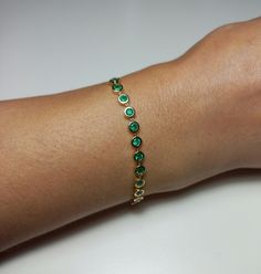 14K Solid Gold Bezel Set Emerald Half Eternity Bracelet 12x3mm High Quality Colombian Emeralds approx 1.44ctw Bezel Diameter 4.5mm Dont forget to visit our shop and Send us message if you have questions. Express Worldwide Shipping by FedEx, TNT Ship in 3-5 business days Delivery takes; US: 2-3 business days Europa: 1-3 business days Australia: 2-5 business days Canada: 2-4 business days UK: 2-3 business days Worldwide: 2-6 business days ARE ALL YOUR ITEMS REAL AND NATURAL ? -YES! We just using 1 Emerald Bracelet Gold, Jewelry Mood Board, Bracelet Emerald, Eternity Bracelet, Emerald Birthstone, Set Bracelet, Emerald Bracelet, Colombian Emeralds, Arm Cuff