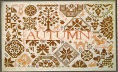 a cross stitch pattern with the words autumn on it