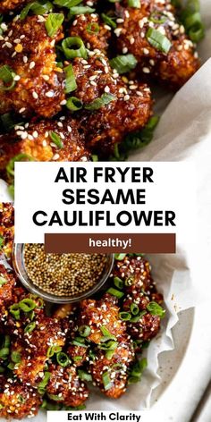 an air fryer sesame cauliflower recipe on a plate