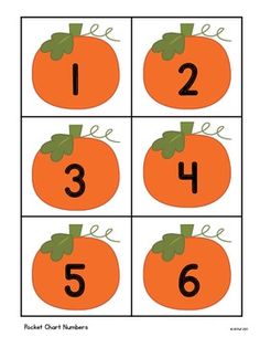 an orange number puzzle with the numbers 1 - 5 on it and four pumpkins