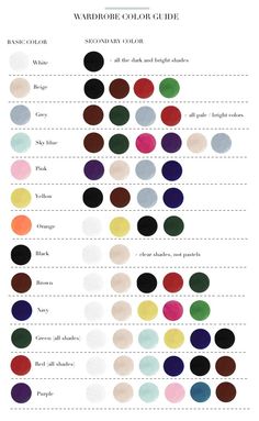 the color chart for different shades of paint