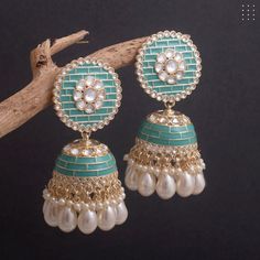 Meenakari Jhumka Earring, Jhumkas, Jhumki Collection Green Meenakari Jhumkas For Navratri, Green Meenakari Jhumkas, Anarkali Style Jhumkas For Diwali Gift, Anarkali Style Latkans Earrings For Eid, Anarkali Meenakari Danglers For Diwali, Anarkali Earrings With Meenakari For Eid, Festive Anarkali Meenakari Earrings, Anarkali Meenakari Danglers For Festivals, Meenakari Anarkali Earrings For Festivals