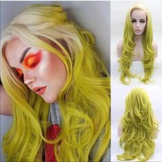 Lulu22"Ombr Lemon Lime Lace Front Wig Nwt Density: 130% Half Hand Tied Synthetic Wig Hair Color: Lemon Lime Ombr (Yellow, Green, White) Cap Size: 22.5" Circumference Heat: Resistant Up To 320f Has 2 Adjustable Straps & 3 Combs Inside You Could Cut The Front Lace To Blend As Your Own Hairline Bundle With Got2b Ultra Gel 2save Bob Lace Front Wigs, Feather Hair Clips, Floral Accessories Hair, Crystal Hair Comb, Hair Accessories Set, Bohemian Hairstyles, Silk Headband, Straight Lace Front Wigs, Beaded Headband