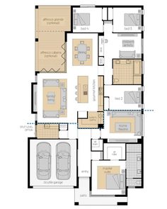 the floor plan for an apartment with two separate living areas and one bedroom on each side