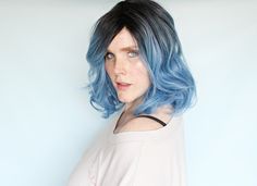 Short Blue Wig, Crimped Waves, Wig Wavy, Dark Blue Hair, Misty Mountain, Grow Long Hair, Human Wigs