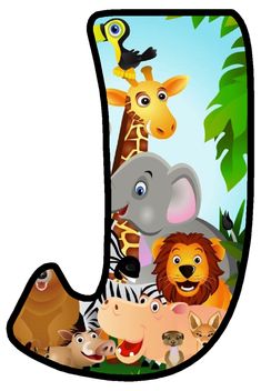 the letter j is for jungle animals and there are many different types of animals on it