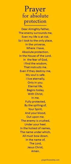 a yellow background with the words prayer for when you are under attack