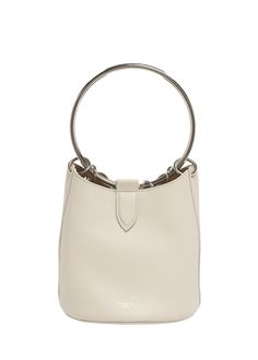 "Find ALAÏA Medium Ring Bucket Bag In Leather on Editorialist. ALAIA bucket bag in leather Metal ring top handle Open top with magnetic closure Interior, leashed zip pouch bag Lining: Leather Approx. 7\"H x 8\"W x 0.5\"D Professional cleaning recommended Made in Italy" Modern Shopping Bucket Bag With Silver-tone Hardware, Chic Bucket Bag With Silver-tone Hardware For Shopping, Chic Shopping Bucket Bag With Silver-tone Hardware, Chic Bucket Bag With Silver-tone Hardware, Elegant Formal Bucket Bag With Silver-tone Hardware, Modern Formal Bucket Bag With Silver-tone Hardware, Elegant Bucket Bag With Silver-tone Hardware, Chic Everyday Luxury Bucket Bag With Top Handle, Chic Formal Bucket Bag With Silver-tone Hardware