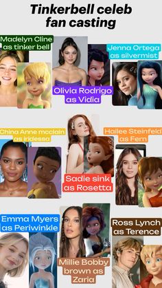 an image of some people with different hair colors and names on their faces, including the name