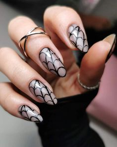 Rad Tattoos, Bat Nails, Black Halloween Nails, Halloween Acrylic Nails, Gothic Nails, Nail It, Goth Nails