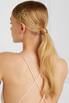 14 / Quatorze | Baby's Breath set of two gold-tone pearl hair pins | NET-A-PORTER.COM Gentle Hairstyles, Side Shaved Hairstyles, Wedding Guest Hair Accessories, Wedding Guest Hair, Evening Hair, Side Shaved, Holiday Updo, Shaved Hairstyles, Braids With Shaved Sides