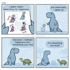 a comic strip with an image of a dinosaur and a turtle