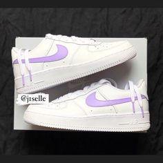 Custom Lilac Nike Air Force 1s Please Buy Correct Size! No Returns/Refunds/Exchanges!!!! Custom Made! Nike Air Force 1 Low’s Are One Of The Cleanest And Best Sneakers Around With A Slightly Cheaper Price Tag! Combined With The Simple Lilac Colour-Way They Become A Customised Wonder And A Pair Of Kicks Any Sneakerhead Can Rock With Confidence With Any Outfit! This Design Is Painted Using Angelus Acrylic Leather Paints For The Highest Quality Finish Possible On Custom Shoes! Lilac Nike, Nike Air Max Verona, Air Jordan 1 White, Nike Air Force 1 Custom, Nike Air Force 1s, Air Force 1s, Yellow Sneakers, Nike Zoom Pegasus, Air Force 1 Custom