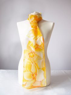 Silk scarf Daffodils light yellow scarf Daffodils scarf | Etsy Artistic Yellow Silk Scarf For Spring, Yellow Artistic Silk Scarf For Spring, Yellow Silk Scarves For Spring, Yellow Silk Scarf For Spring Gift, Yellow Silk Scarf For Spring, Yellow Silk Scarf, Painted Silk Scarves, Bright Scarf, Silk Scarfs