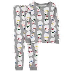 Carter’s Kids Snowman Winter Christmas Shirt And Pants Pajamas Long Sleeve Gray Shirt And Pants Pajamas Featuring White Snowmen With Orange Carrot Noses And Black Stick Arms Wearing Hats And Scarves In Red, Yellow, Blue, And Green Nice Set For Christmas And All Winter Long For A Girl Or A Boy, See My Other Listing Under Boys Sizes If Your Size Is Sold Out, Or Just Ask I Also Have A Few Of The Matching Adult Size Pajamas In My Closet If Your Older Child (12+) Has Outgrown Regular Kids Sizes, Or I Hats And Scarves, Cotton Pjs, Carter Kids, Cotton Pajamas, Gray Shirt, Baby Cover, Cool Graphic Tees, Kids Outfits Girls, Cotton Pyjamas