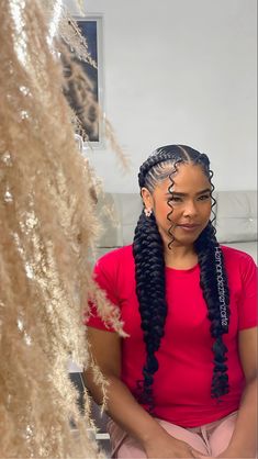 2 Butterfly Braids For Black Women, Two Plaits Hairstyles Black Woman, Updo Braided Hairstyles For Black Women, 2 Braids With Curls, Two Braid Hairstyles, Braided Hairstyles For Black Women Cornrows, Big Box Braids Hairstyles, Goddess Braids Hairstyles