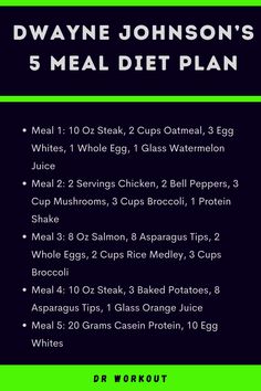 the 5 meal diet plan is shown in green and black, with instructions for how to make