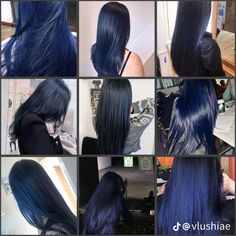 Lavender Streaks In Black Hair, Blue Purple Black Hair, Blue And Purple Dyed Hair, Purple And Blue Streaks, Black Hair Blue Highlights Long, Colors To Dye Your Hair, Black Hair With Blue And Purple Streaks, Hair Tint