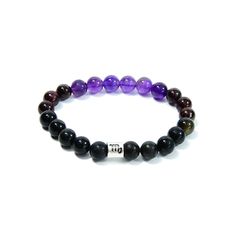 The Scorpio Zodiac Bracelet is created with a combination of Amethyst, Garnet, and Black Obsidian beads which resonate with the qualities associated with with the intense and transformative qualities associated with this zodiac sign. People with the Scorpio Zodiac sign were born between October 23 - November 21. Amethyst, with its calming purple hues, is paired with the fiery energy of Garnet. Black Obsidian adds a touch of grounding and protective energy, creating a bracelet that perfectly captures the passionate and mysterious nature of Scorpios.To add a personal touch, a silver-plated bead engraved with the Scorpio zodiac sign takes center stage in this bracelet. This symbolic element celebrates the unique characteristics of Scorpios – intense, intuitive, and fiercely loyal. Materials:- Spiritual Zodiac Beaded Bracelets For Healing, Black Amethyst 8mm Bead Bracelets, Black Amethyst Bracelet With 8mm Beads, Black Amethyst Bracelets With 8mm Beads, Black Amethyst Gemstone Bracelet, Spiritual Black Amethyst Beaded Bracelets, Black Amethyst Gemstone Bracelets, Black Amethyst Beaded Bracelets Spiritual, Black Amethyst Gemstone Beaded Bracelets