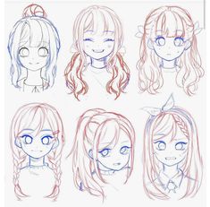 Lukisan Fesyen, Girl Hair Drawing, Lakaran Fesyen, Bahasa Jepun, Pelo Anime, Anak Haiwan, Drawing Hair Tutorial, Manga Hair, Fesyen Rambut