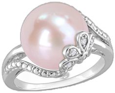 Split Shank Ring, Pearl And Diamond Ring, Bezel Set Diamond, Sterling Silver Flowers, Women Diamond, Pearl Diamond, Pink Pearl, Diamond Sizes, Pearl Ring