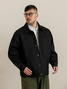 This is a comfortable and casual jacket that is made out of high quality cotton and polyester blend fabric. With design detail of comfortable button closure, patch pockets on the chest, and side welt pockets, it gives a trendy and casual look.- Metal buttons closure- Chest patch pocket- Adjsutable buttons on the waistband- Side welt pockets Trucker Jacket, Casual Coat, Metal Buttons, Casual Jacket, Welt Pockets, Modern Classic, Welt Pocket, Patch Pocket, Design Details