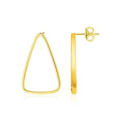 Buy LOVCIA Luxury Elegant 14k Yellow Gold Elongated Triangle Earrings with Pushback Clasps Round Diamond Engagement Rings, Triangle Earrings, Crown Jewels, Gold Polish, Unique Earrings, Metal Stamping, Triangles, Post Earrings, Wedding Rings Engagement