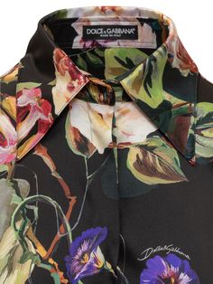 93% Silk, 7% Elastane Chloe Purses, Printed Silk Shirt, Feminine Chic, Stefano Gabbana, Garden Print, Satin Shirt, Top Designer Brands, Rose Garden, High End Fashion