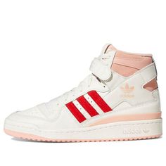 Adidas Originals Forum 84 Hi Shoes 'Off White Glow Pink Vivid Red' H01670 (SNKR/Skate/Unisex/High Top) Casual Pink Adidas Basketball Shoes, Adidas High-top Basketball Shoes With Red Sole, Red Adidas Sneakers With Synthetic Material, Red Adidas High-top Basketball Shoes, Red High-top Adidas Basketball Shoes, Red Adidas High-top Skate Shoes, Red High-top Adidas Skate Shoes, Adidas Pink Basketball Shoes For Streetwear, Adidas Athleisure High-top Sneakers With Round Toe