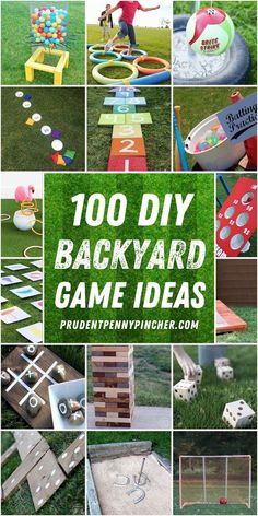 a collage of different games and activities for kids to play in the grass with