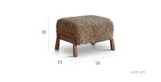 the footstool is shown with measurements for it to be placed on top of