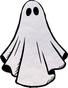 a white ghost with black eyes and legs