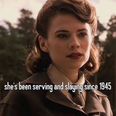 an image of a woman with the caption she's been serving and staying since 1940s