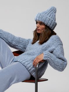 Chambray Suzie Kondi, Ribbed Hat, Knitwear Fashion, Knitted Poncho, Denim Cotton, Knit Fashion, Knitwear Women, Cotton Poplin, Tee Shop