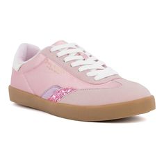 Add a sharp look to your footwear arsenal with these Juicy Couture Anvil Women's Casual Sneakers.Click this FOOTWEAR GUIDE to find the perfect fit and more! Add a sharp look to your footwear arsenal with these Juicy Couture Anvil Women's Casual Sneakers. Click this FOOTWEAR GUIDE to find the perfect fit and more! SHOE CONSTRUCTION Manmade upper Terry lining PU midsole TPR outsoleSHOE DETAILS Round toe Lace-up Closure Foam footbed Spot clean Imported Size: 8.5. Color: Blush Team. Gender: female. Pink Lace-up Custom Sneakers With Perforated Toe Box, Pink Custom Lace-up Sneakers With Textured Sole, Pink Chunky Lace-up Sneakers With Cushioned Footbed, Juicy Couture Sneakers, Pink Lace-up Sneakers With Textured Sole, Casual Sneakers Women, Shoe Size Chart, Juicy Couture, Casual Sneakers