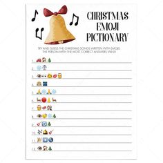 a christmas emoj dictionary with bells and musical notes