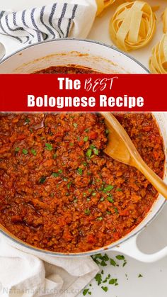 Our family-favorite homemade Bolognese Sauce is filled with rich savory ground beef and juicy crushed tomatoes. Serve it over pappardelle pasta for the ultimate Italian comfort food! For the full batch of sauce, you will need 1 1/2 to 2 lbs of pasta. Bolognese Spaghetti Recipe, Bolognese Sauce Fresh Tomatoes, Bolognese Sauce With Fresh Tomatoes, Bolognese Sauce With Red Wine, Meat Sauce Recipe, Boston Pizza Bolognese Sauce Recipe, Beef Bolognese Recipe, Homemade Bolognese Sauce Italy