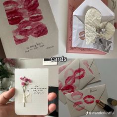 handmade valentine cards and envelopes with pink flowers