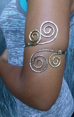 Hammered Jewelry  Grecian Double Swirl by beadifulexpressions Cheap Hand Wrapped Gold Jewelry, Greek Goddess Accessories Arm, Upper Arm Cuffs Fabric, Ivy Arm Cuff, Arm Cuff Jewelry Art Deco, Upper Arm Cuff Bracelet, Gold Arm Cuff, Upper Arm Cuff, Gold Arm Band